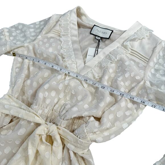 Alexis Katerina Ruffle Long-Sleeve Polka Dot Mini Dress Cream Size M $594 - Picture 4 of 10